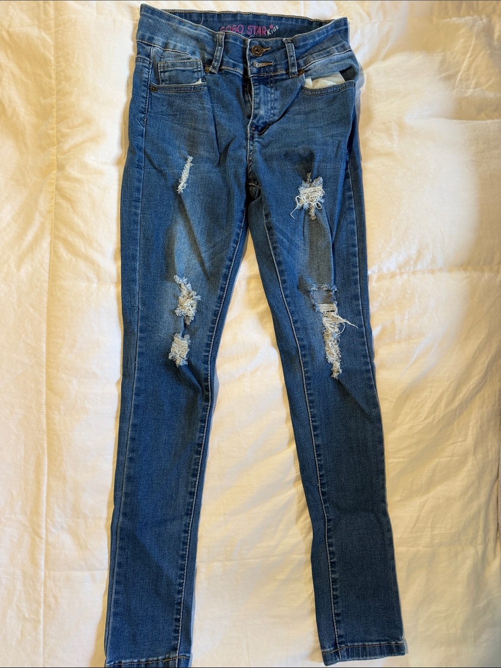 GOGO Women's Distressed Skinny Jeans - Blue